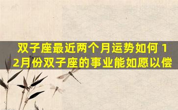 双子座最近两个月运势如何 12月份双子座的事业能如愿以偿